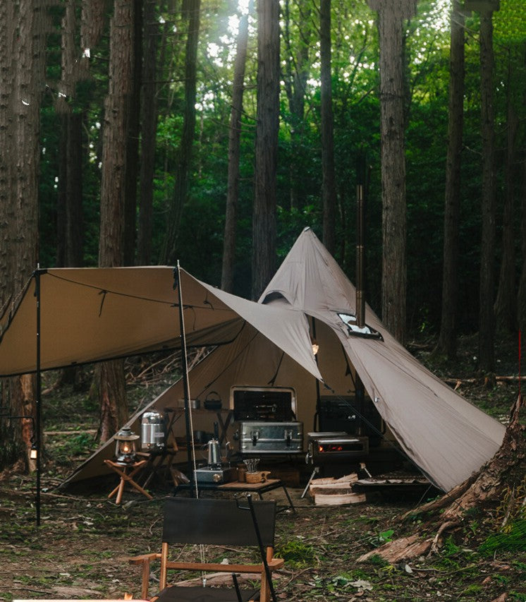4-Season Chimney Camping Tent - Waterproof Mesh Design