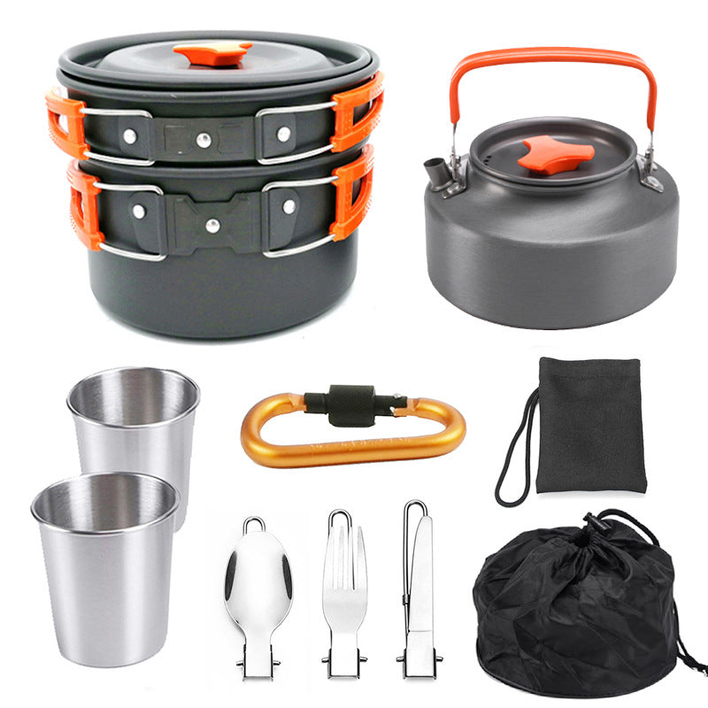 Portable Aluminum Camping Cookware Mess Kit