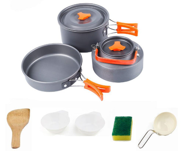 Portable Aluminum Camping Cookware Mess Kit