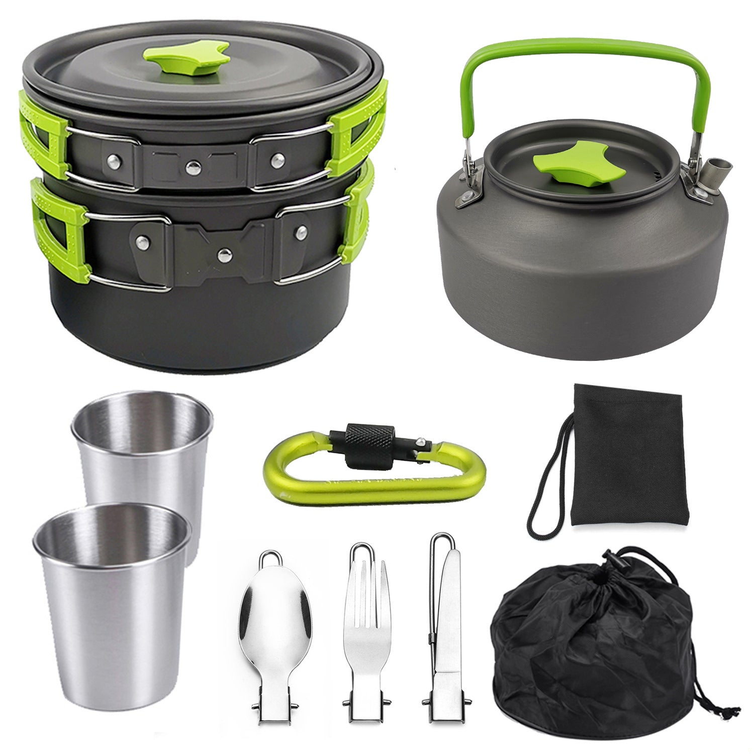 Portable Aluminum Camping Cookware Mess Kit