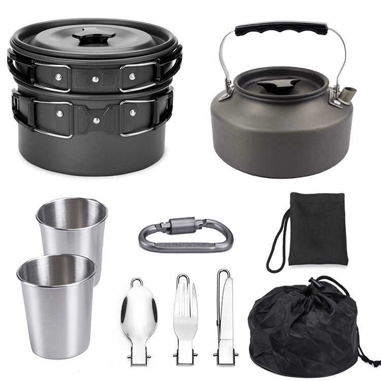 Portable Aluminum Camping Cookware Mess Kit