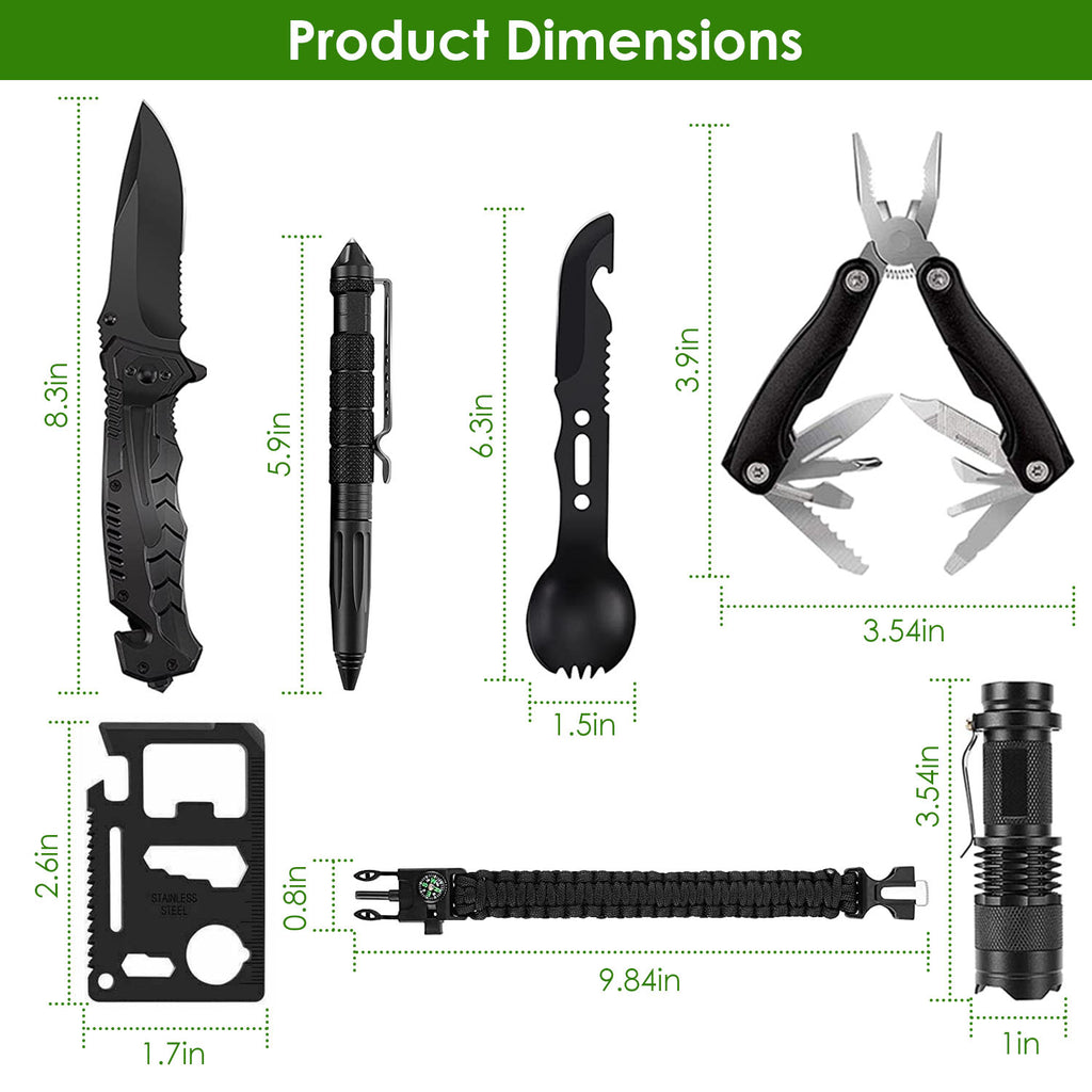 47Pcs Emergency Survival Kit Survival EDC Gear Equipment Tool First Aid Supplies Kit Tools With Pouch For Hiking Hunting Disaster Camping Adventure