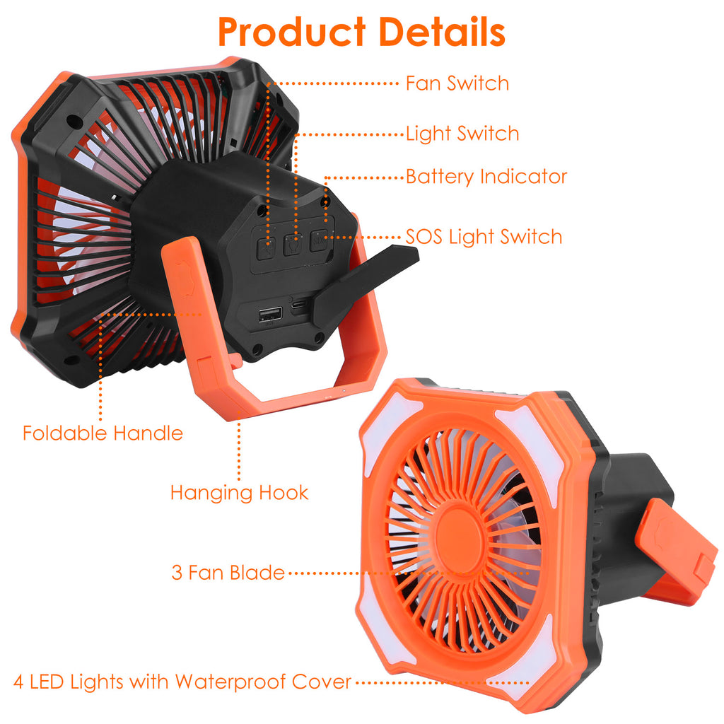 3-in-1 Camping Lantern Fan with Power Bank & Remote