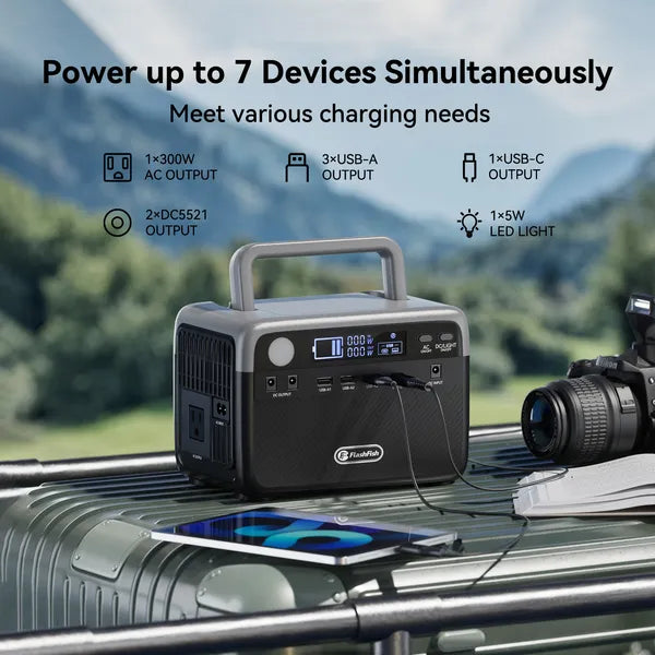 Flashfish 300W Portable Power Station + 60W Solar Panel Bundle