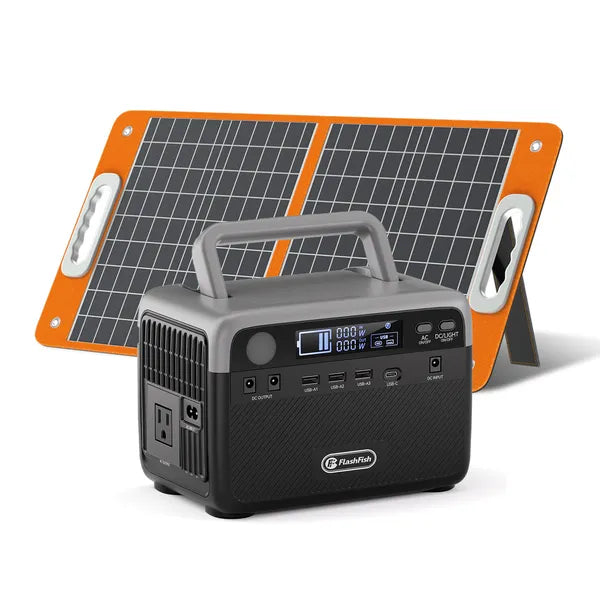 Flashfish 300W Portable Power Station + 60W Solar Panel Bundle
