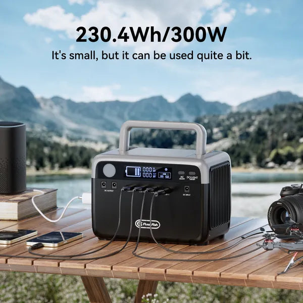 Flashfish 300W Portable Power Station + 60W Solar Panel Bundle