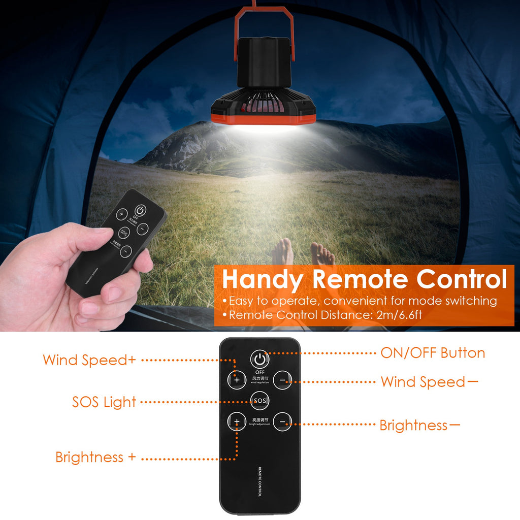 3-in-1 Camping Lantern Fan with Power Bank & Remote