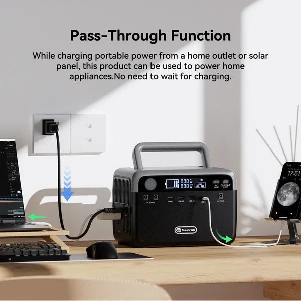 Flashfish 300W Portable Power Station + 60W Solar Panel Bundle