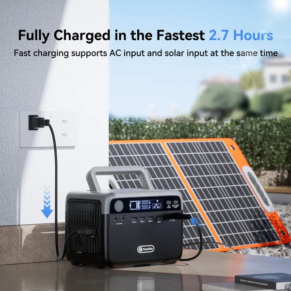 Flashfish 300W Portable Power Station + 60W Solar Panel Bundle