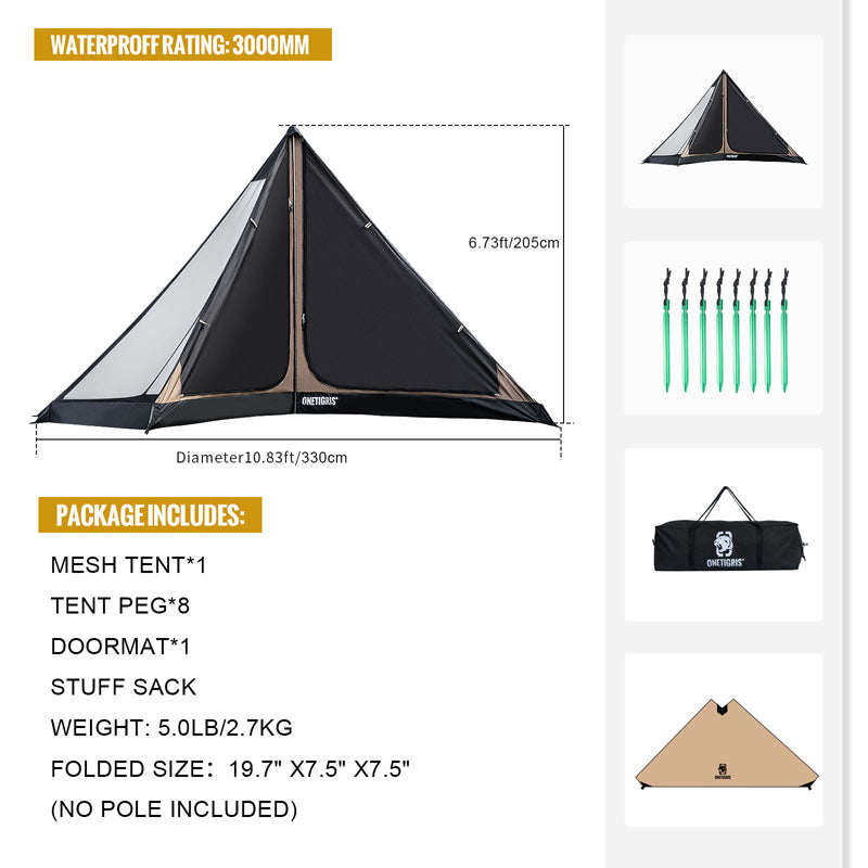4-Season Chimney Camping Tent - Waterproof Mesh Design