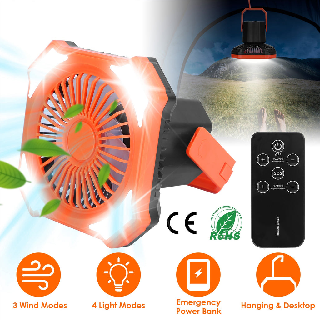 3-in-1 Camping Lantern Fan with Power Bank & Remote