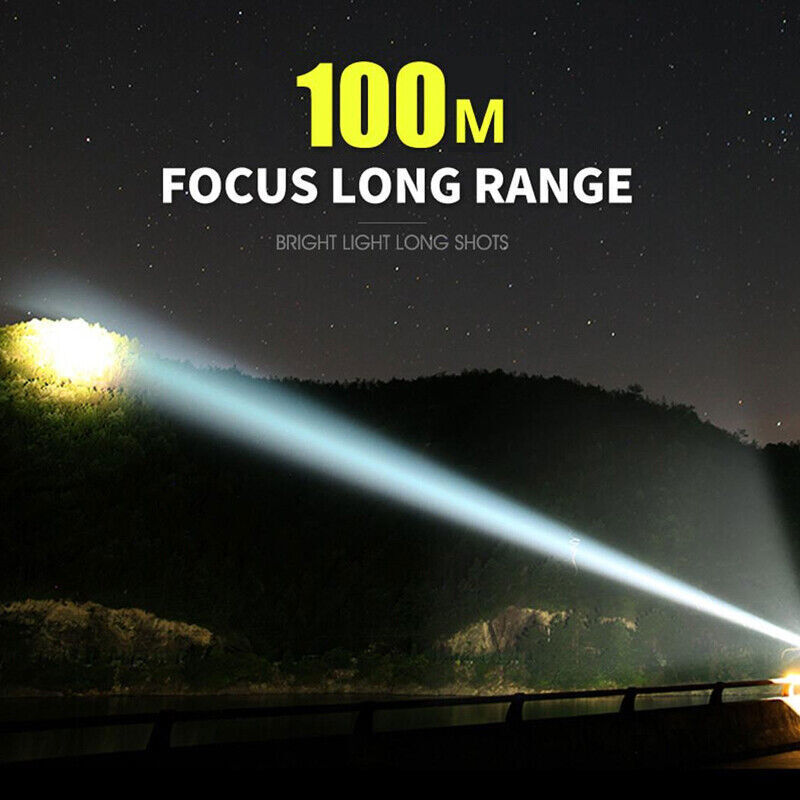 LED Flashlight Rechargeable Work Light Super Bright Torch Emergency Light Escape Hammer